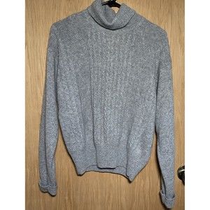 Casual Corner Angora Rabbit Hair Lambswool Turtleneck Sweater Gray Career Sz Med